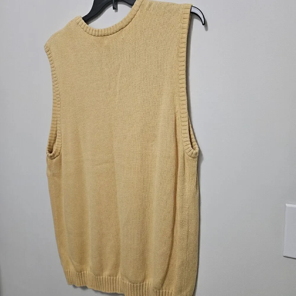 Men’s XLT Chaps Yellow Cotton Knit Vest Golf Casual Business